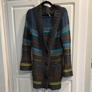 Free People Multicolor Striped Cardigan Sweater